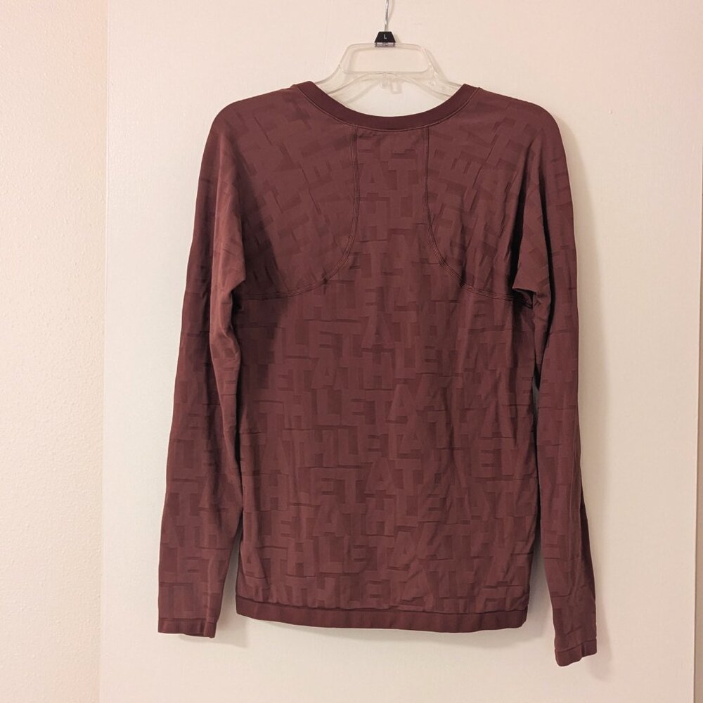 Athleta Momentum Monogram Seamless Long Sleeve Top Brown Size L - Picture 6 of 8